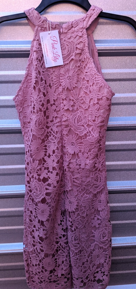 NWT Pink Lily Enchant my dreams lace dress- mauve